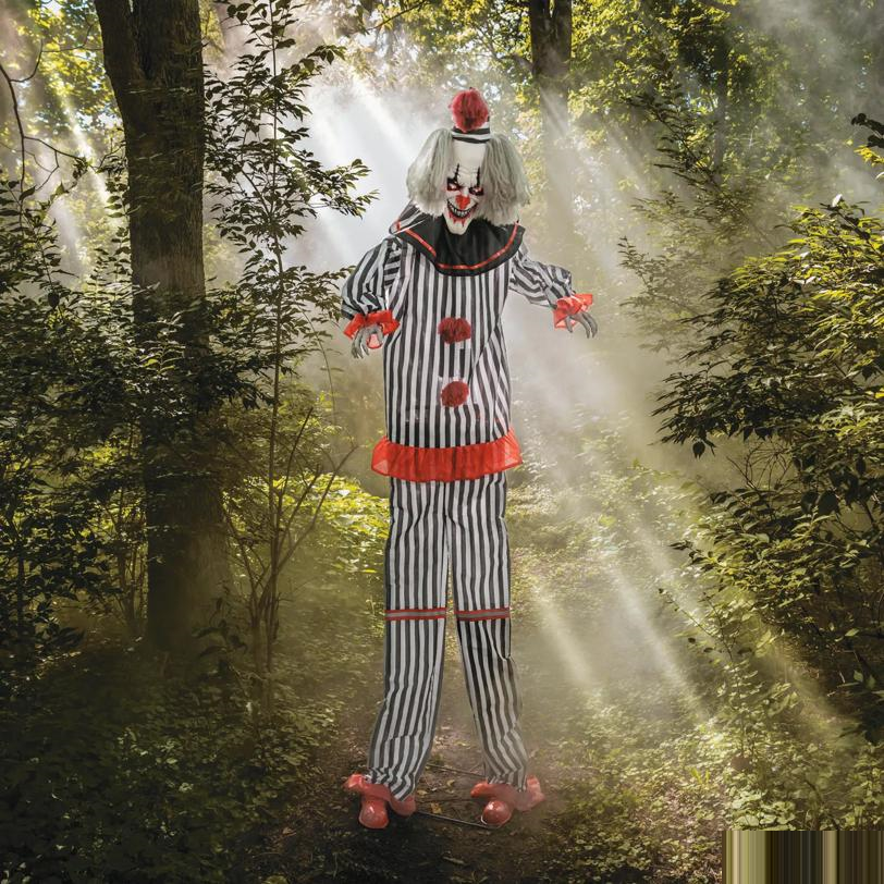 8 Ft. 2" Light-Up Lifting Clown with Hat Halloween Decoration