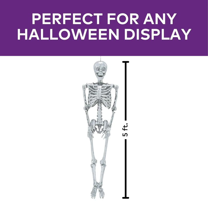 5 Ft. Posable Disco Skeleton Halloween Decoration