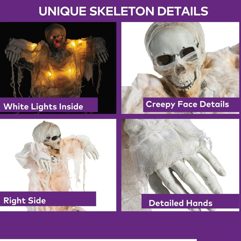 34 3/4" Standing Light-Up Skeleton Mummy Halloween Decoration