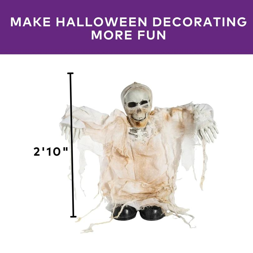 34 3/4" Standing Light-Up Skeleton Mummy Halloween Decoration