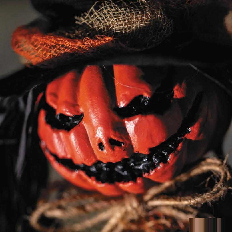 27 1/2" Hanging Orange Pumpkinhead Scarecrow with Hat Halloween Decoration