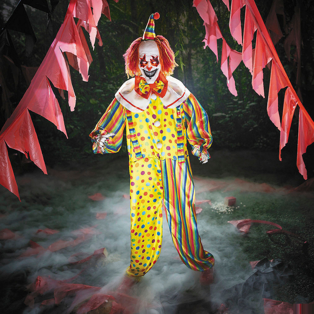 6 Ft. 2 3/4" Animated Standing Light-Up Multicolor Clown Halloween Decoration