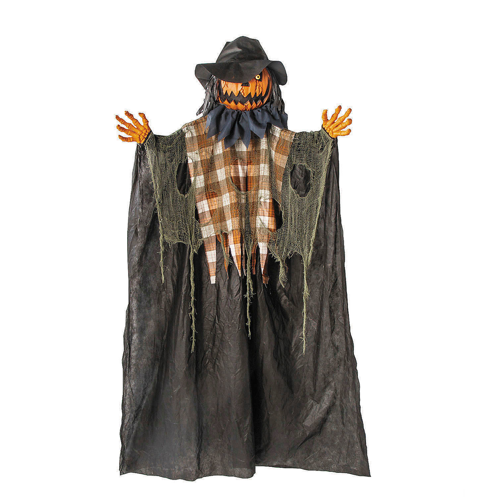 6 Ft. Animated Hanging Checkered Shirt Pumpkin Man Halloween Decoration