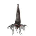 39 1/4" Animated Hanging Light-Up Upside-Down Gray Bat Halloween Decoration