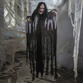 6 Ft. Talking Hanging Witch in Black Cloak with Light-Up Eyes Halloween Decoration