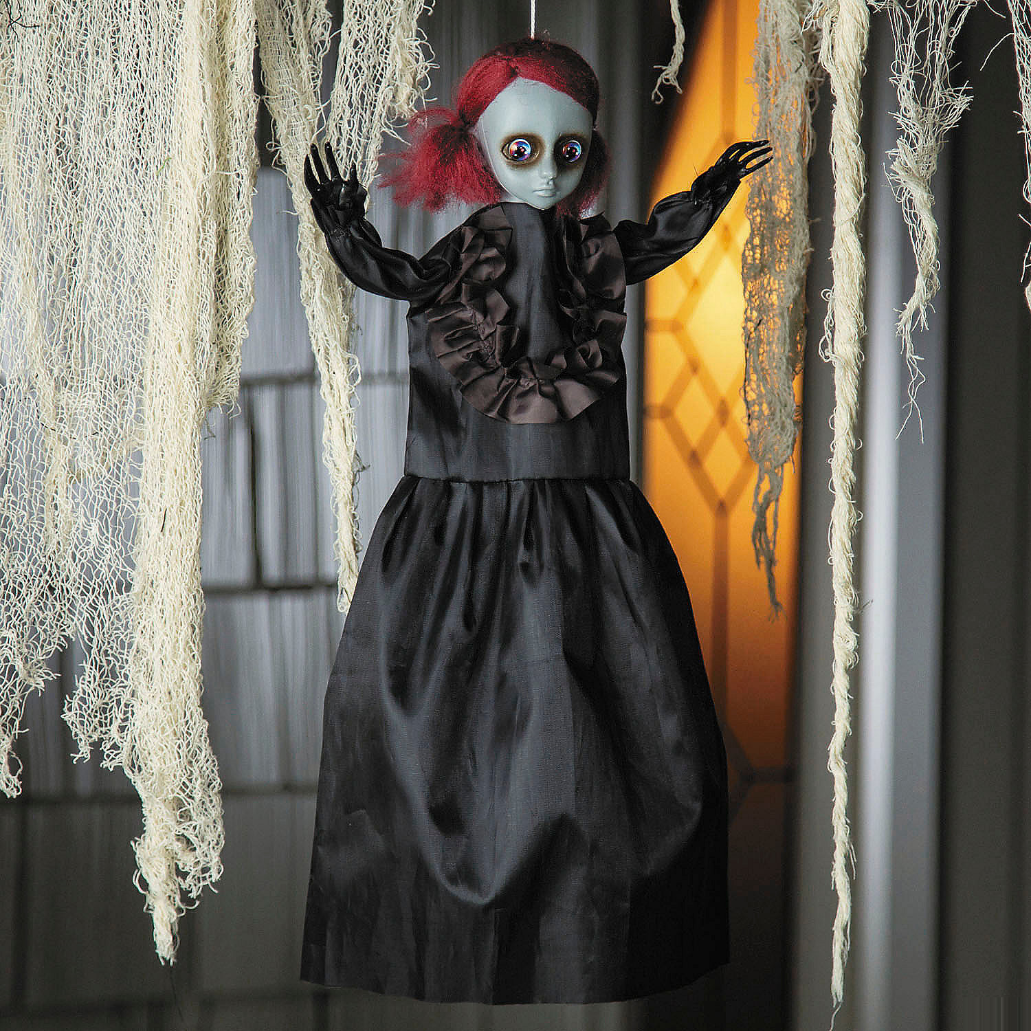 19 3/4" Hanging Doll with Red Hair Halloween Decoration