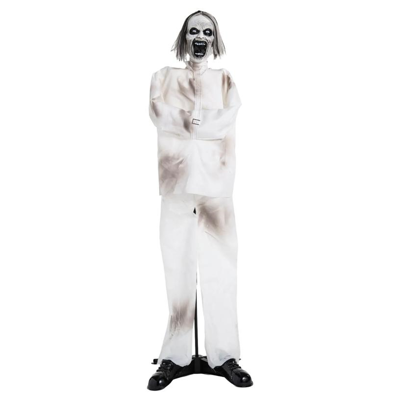 5 Ft. 6" Animated Light-Up Standing Psych Patient Halloween Decoration