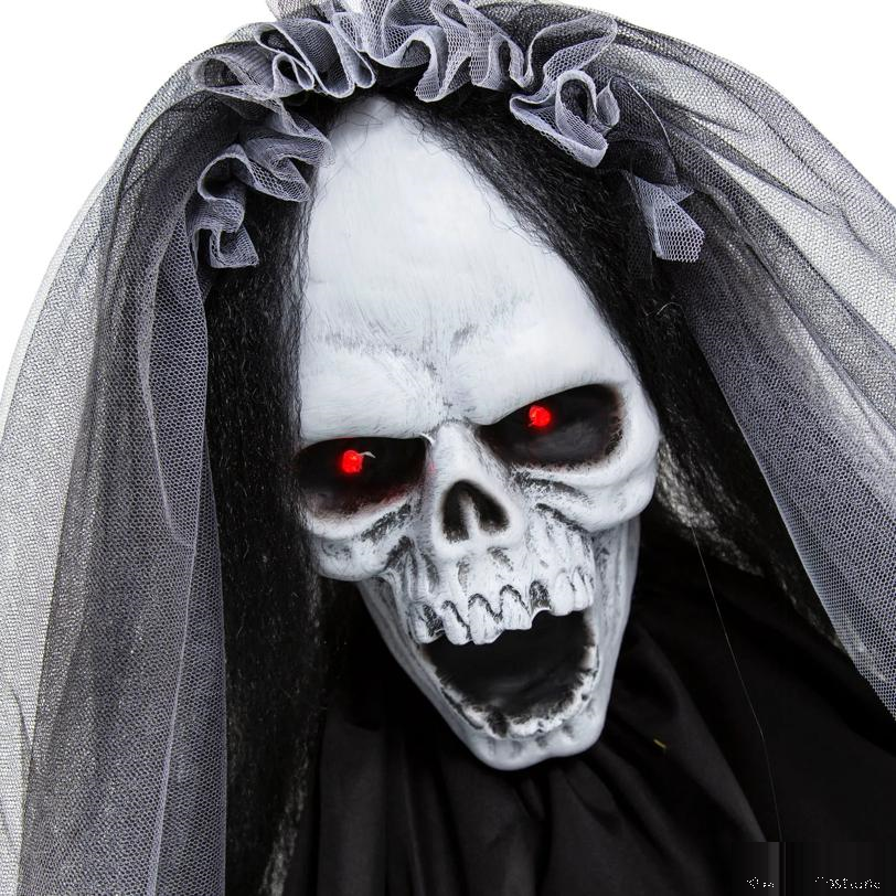 Animated Light-Up Standing Creepy Bride with Sound Halloween Decoration 5 Ft. 4\