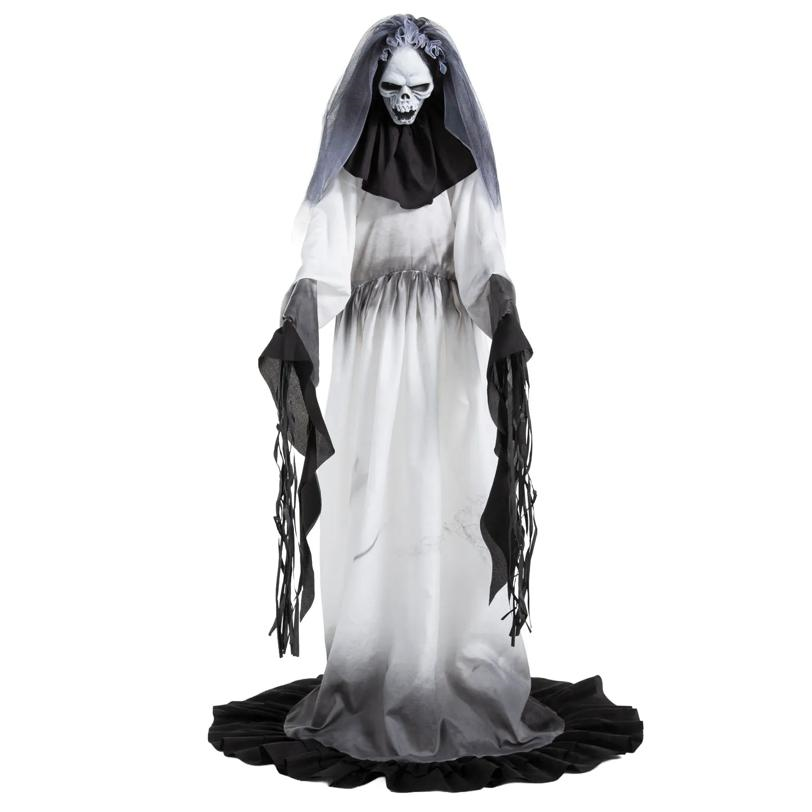 Animated Light-Up Standing Creepy Bride with Sound Halloween Decoration 5 Ft. 4\