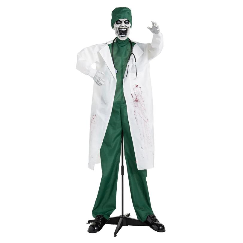 5 Ft. 10" Animated Light-Up Standing Shaking Talking Doctor Halloween Decoration