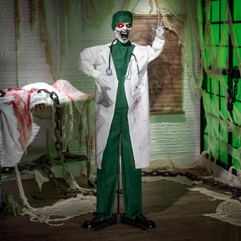 5 Ft. 10" Animated Light-Up Standing Shaking Talking Doctor Halloween Decoration