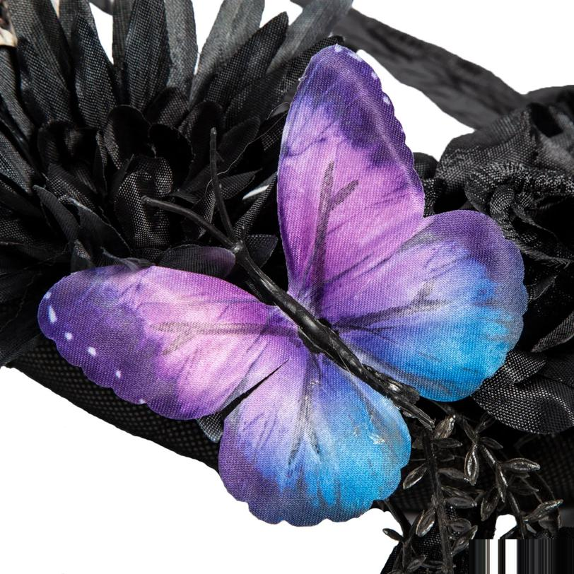 17 3/4" x 25 1/2" Dark Floral Wreath with Skulls, Spiders & Butterflies Halloween Decoration
