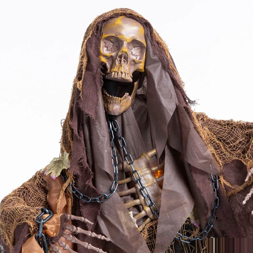 Light-Up Standing Skeleton Reaper with Chains & Sound Halloween Decoration 5 Ft. 2\