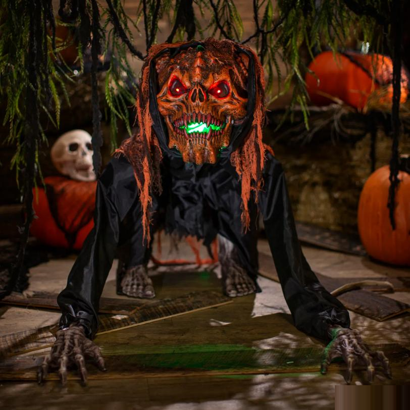 2 Ft. Animated Light-Up Crouching Monster with Sound Halloween Decoration