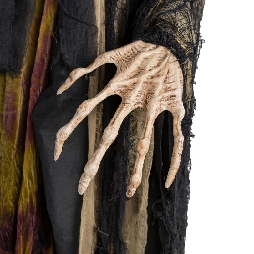 6 Ft. 10" Light-up Standing Talking Creepy Witch with Skull Staff Halloween Decorations