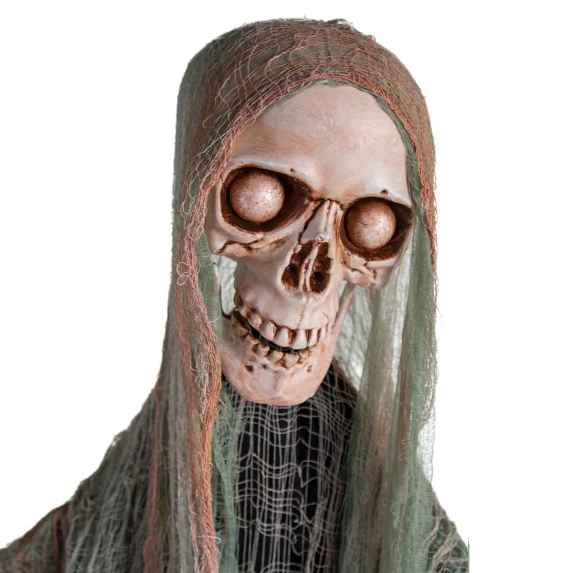 7 Ft. Animated Light-Up Standing Swaying Skeleton Reaper with Sound Halloween Decoration