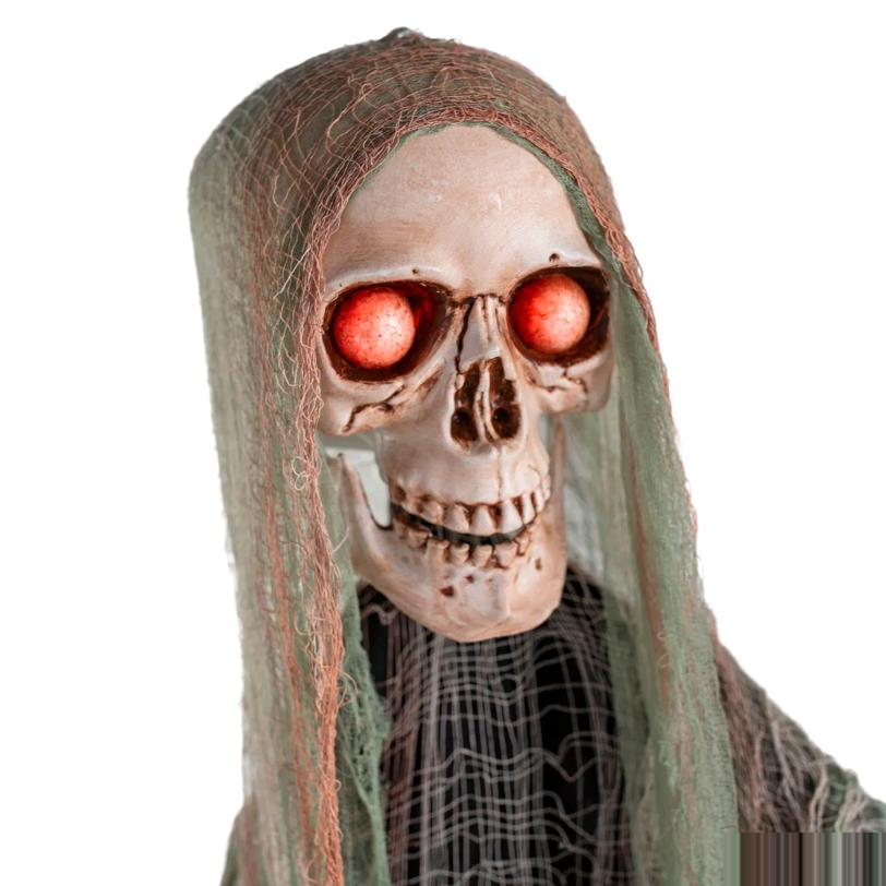 7 Ft. Animated Light-Up Standing Swaying Skeleton Reaper with Sound Halloween Decoration
