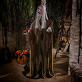6 Ft. Animated Light-Up Standing Body Turning Witch with Sound Halloween Decoration