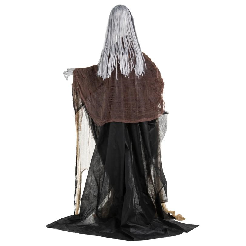 6 Ft. Animated Light-Up Standing Body Turning Witch with Sound Halloween Decoration