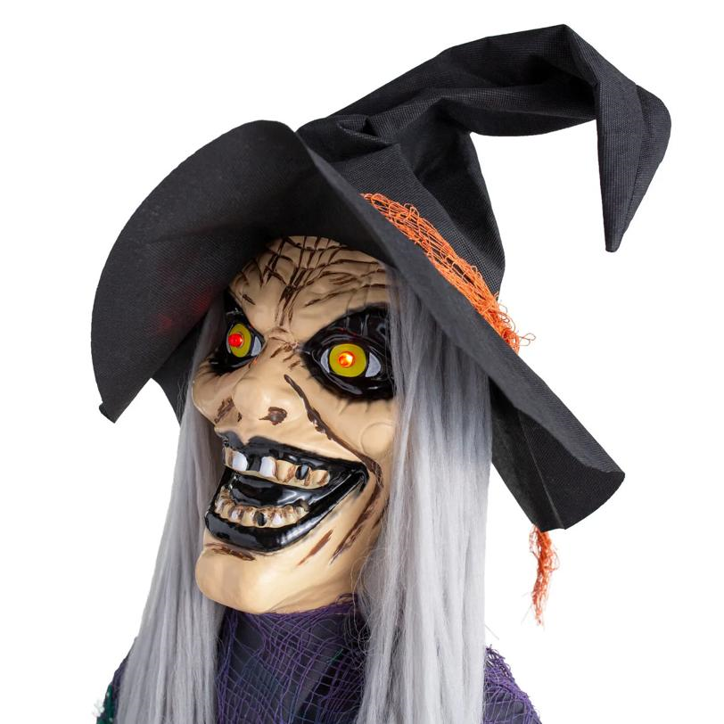 5 Ft. 6" Animated Light-Up Talking Girl with Standing Witch Halloween Decoration