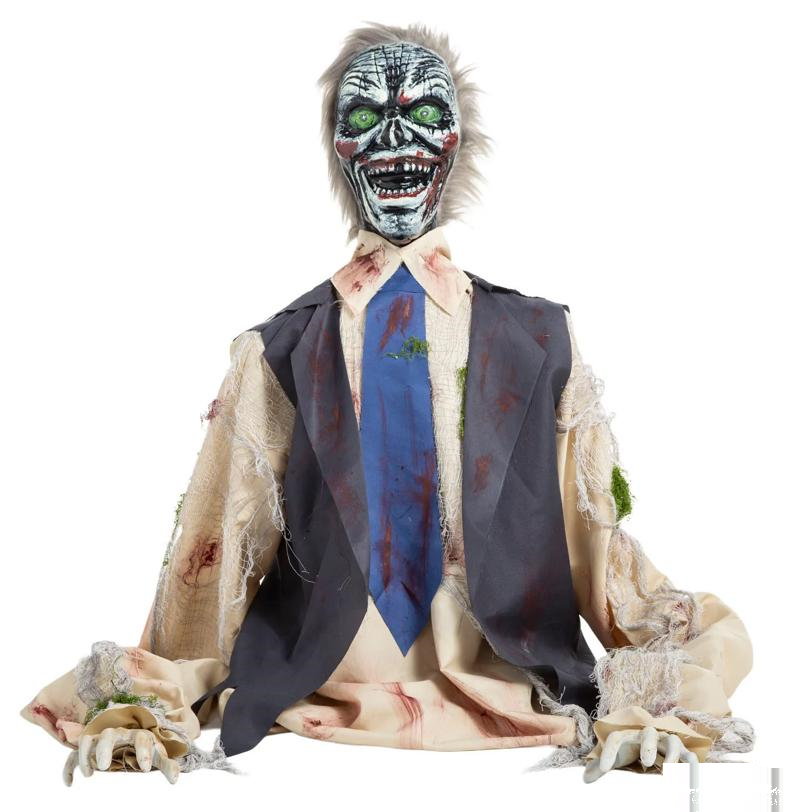 33" Animated Light-Up Raising Ground Breaker Zombie with Sound Halloween Decoration