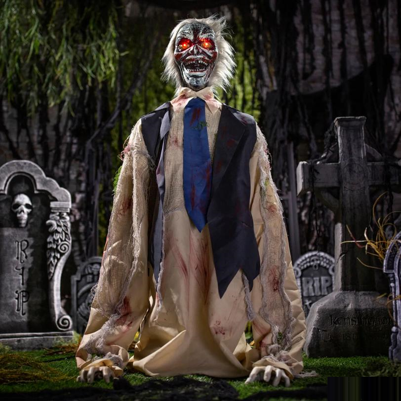 33" Animated Light-Up Raising Ground Breaker Zombie with Sound Halloween Decoration