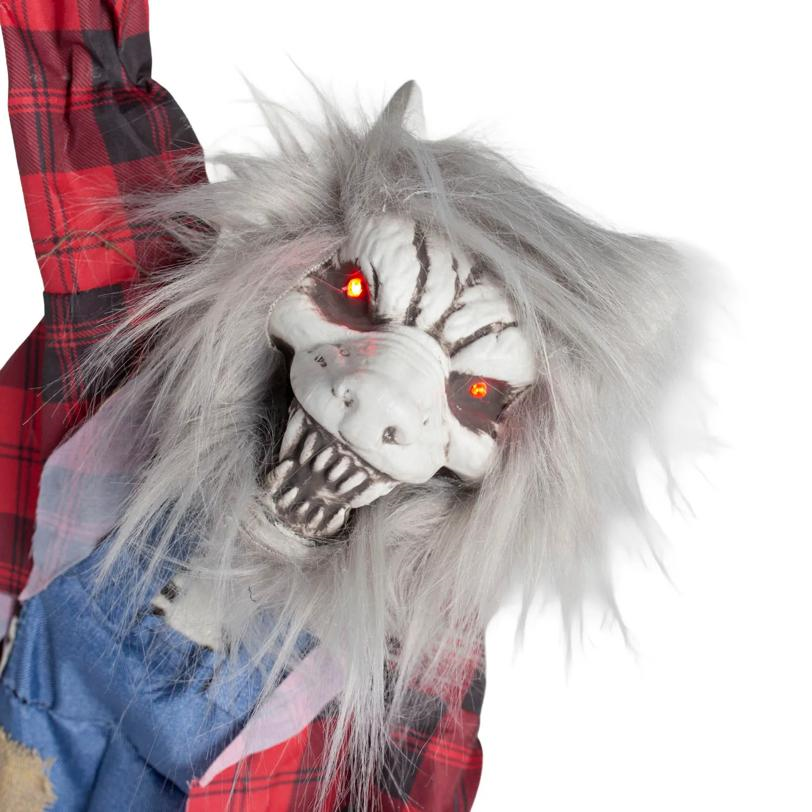 35" Animated Light-Up Hanging Skeleton Werewolf Halloween Decoration