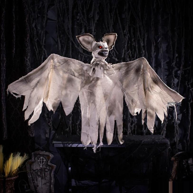 35" Animated Light-Up Hanging Bat Halloween Decoration