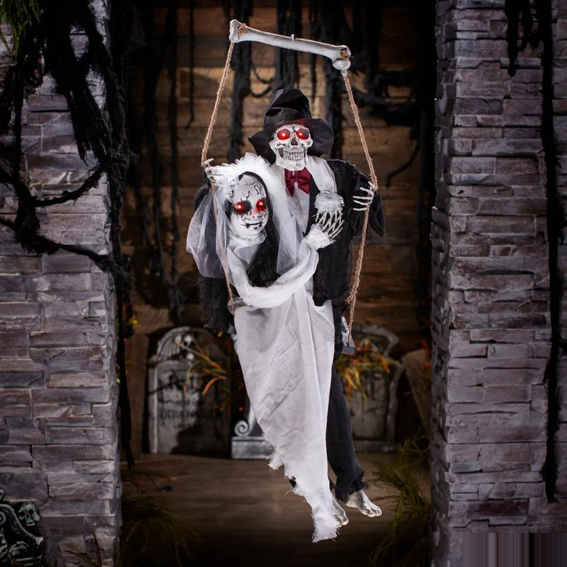 35" Light-Up Hanging Talking Couple Halloween Decoration