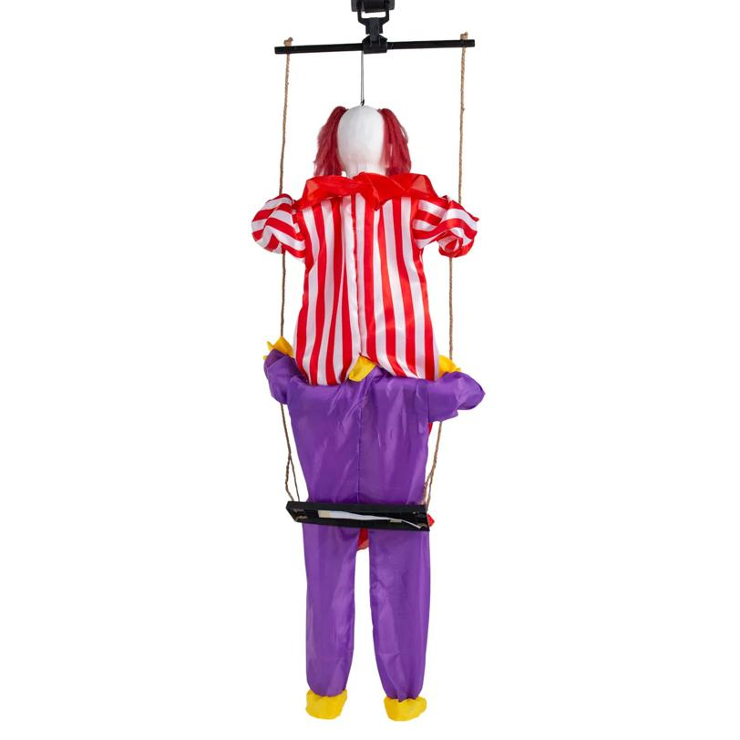 4 Ft. 5" Animated Hanging Clowns on a Swing with Sound Halloween Decoration