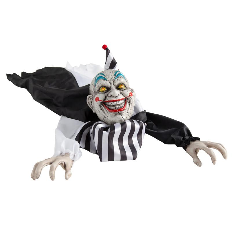 39" Animated Light-Up Crawling Clown with Sound Halloween Decoration