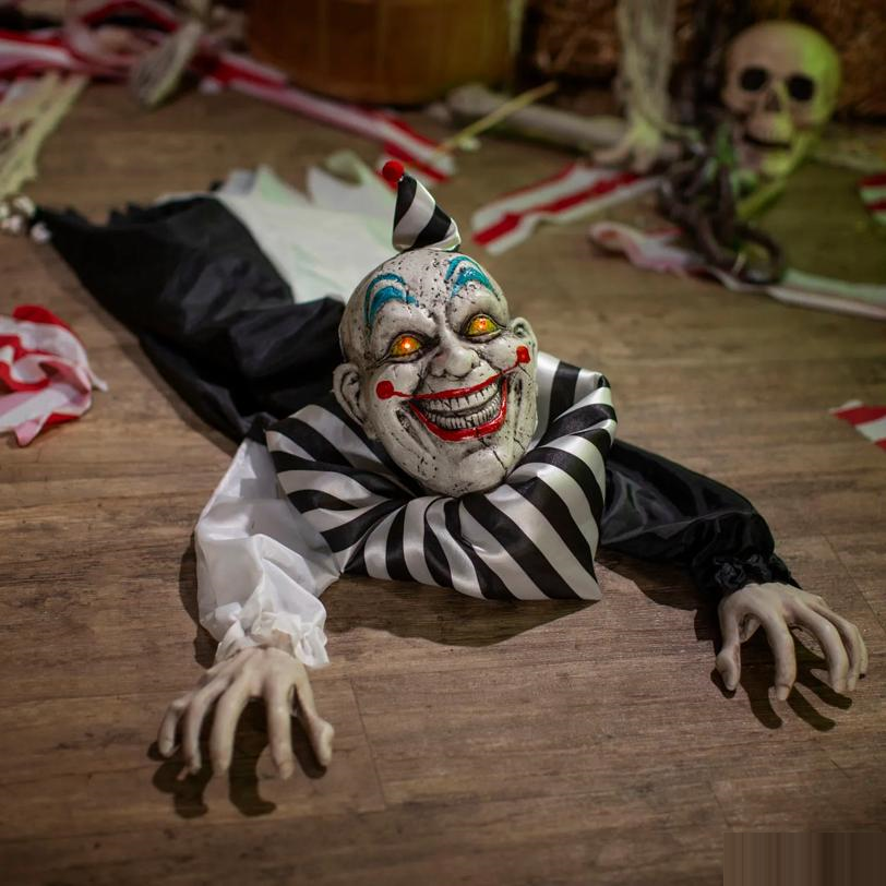 39" Animated Light-Up Crawling Clown with Sound Halloween Decoration