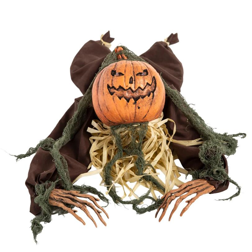 35" Animated Light-Up Crawling Pumpkin Head Man with Sound Halloween Decoration