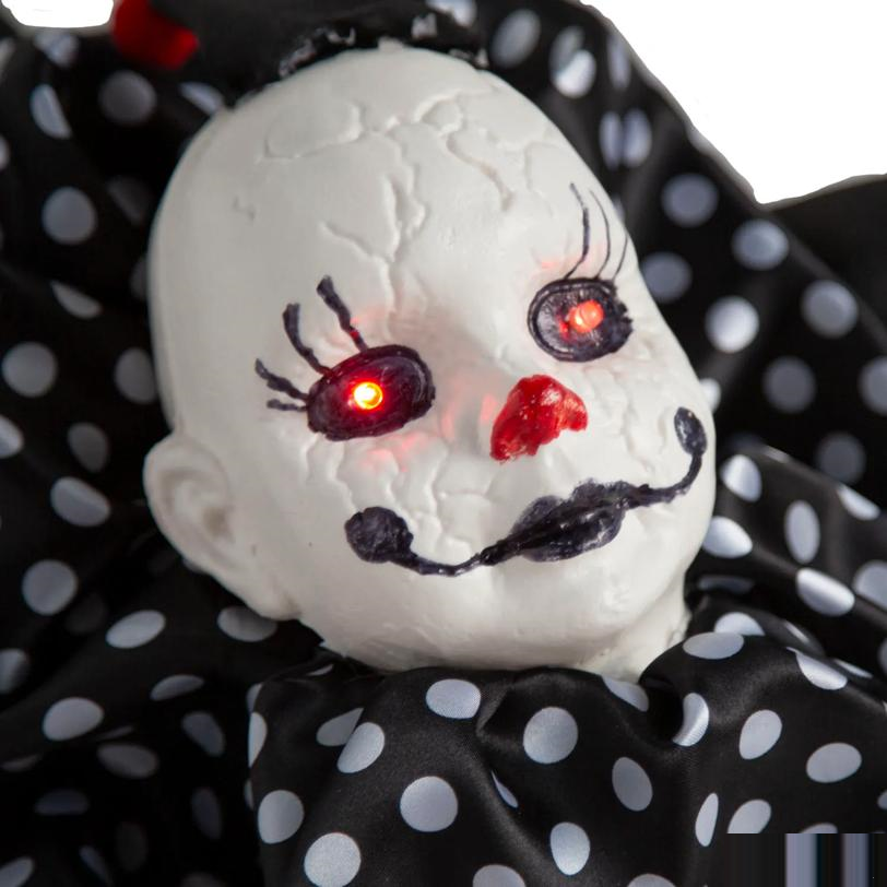 35" Animated Light-Up Crawling Black & White Clown with Sound Halloween Decoration