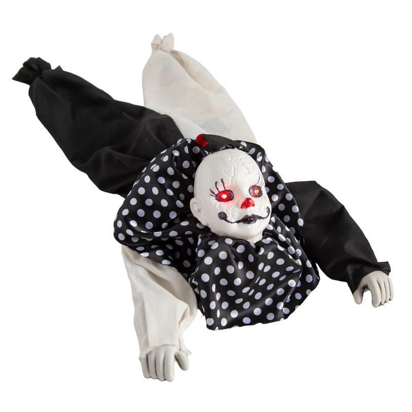 35" Animated Light-Up Crawling Black & White Clown with Sound Halloween Decoration
