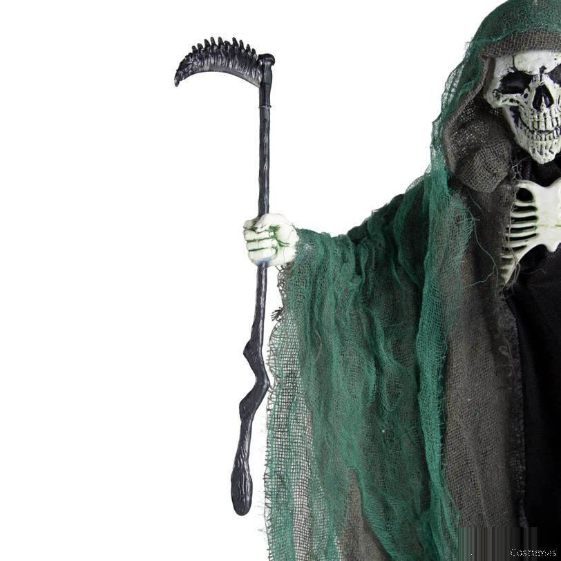 23" Hanging Black & Green Skeleton Reaper with Scythe Halloween Decoration