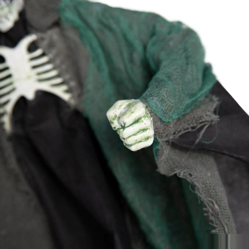 23" Hanging Black & Green Skeleton Reaper with Scythe Halloween Decoration