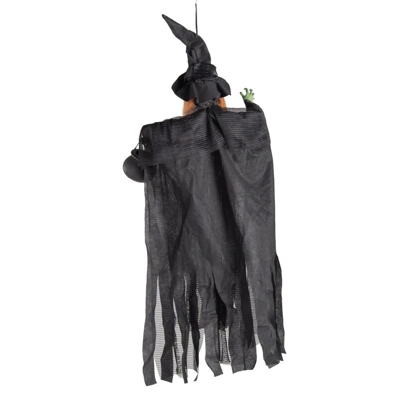 23" Hanging Green Witch with Cauldron Halloween Decoration