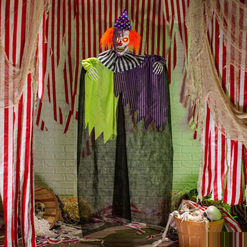 6 Ft. Light-Up Hanging Clown with Sound Halloween Decoration