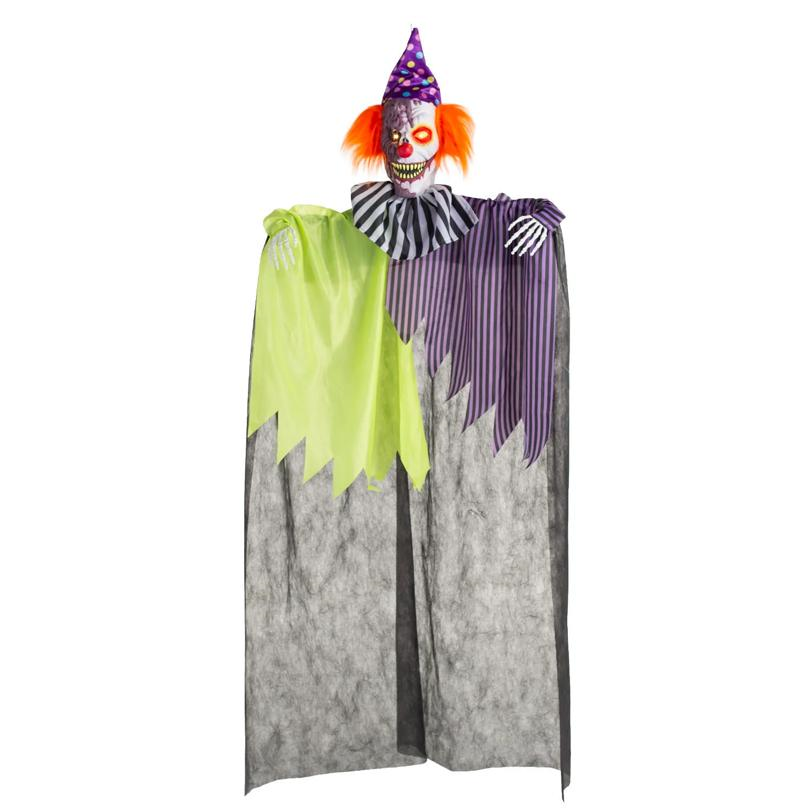 6 Ft. Light-Up Hanging Clown with Sound Halloween Decoration