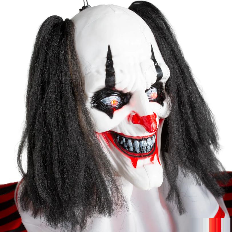 3 Ft. 3" Animated Light-Up Hanging Singing Clown on a Swing Halloween Decoration