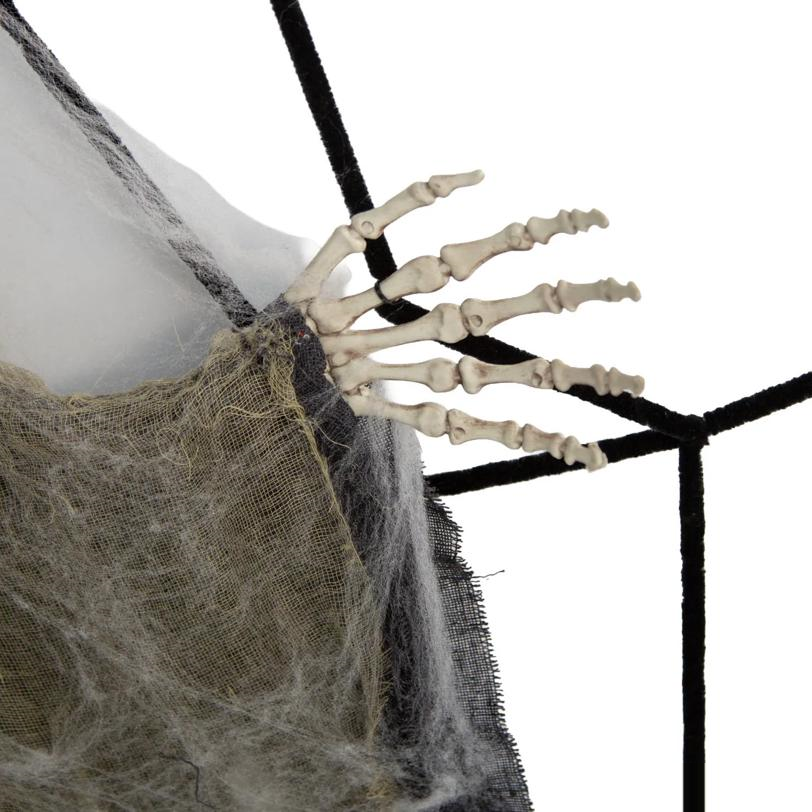 7 Ft. 10" Animated Light-Up Hanging Talking Skeleton Stuck on Spider Web Halloween Decoration