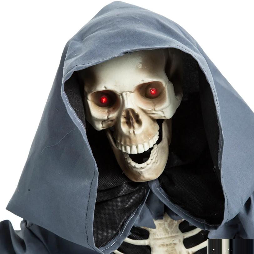 25" Animated Light-Up Raising Groundbreaker Skeleton Reaper Halloween Decoration