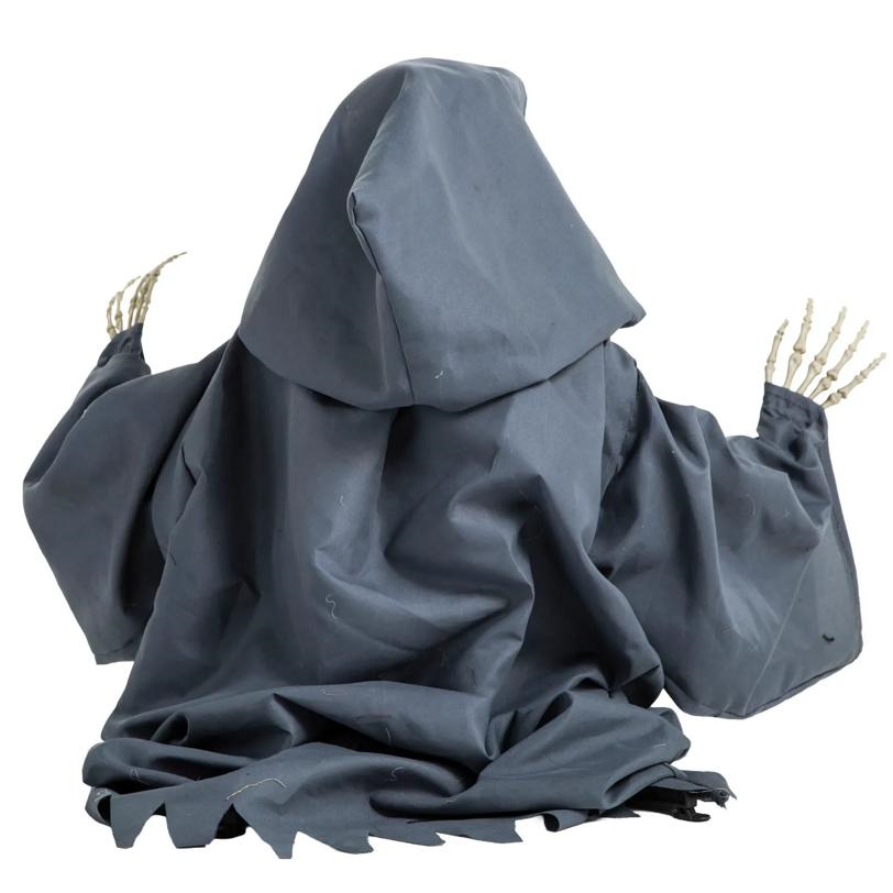 25" Animated Light-Up Raising Groundbreaker Skeleton Reaper Halloween Decoration