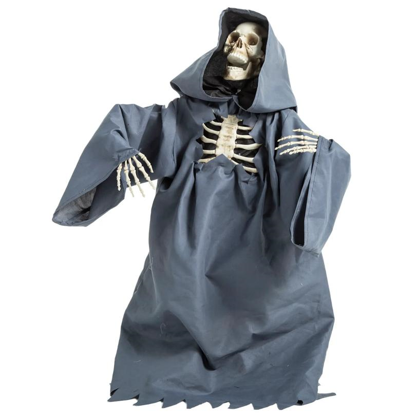 25" Animated Light-Up Raising Groundbreaker Skeleton Reaper Halloween Decoration
