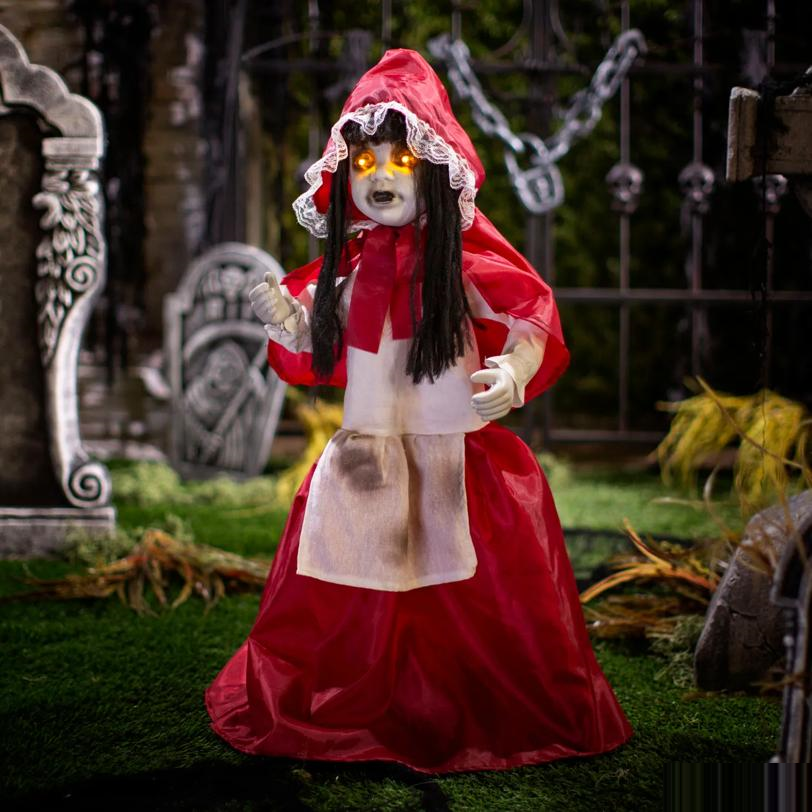 35" Animated Light-Up Standing Girl with Sound Halloween Decoration