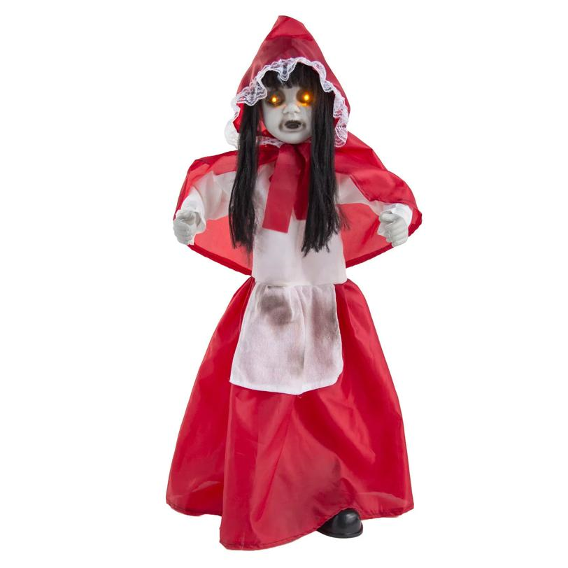 35" Animated Light-Up Standing Girl with Sound Halloween Decoration