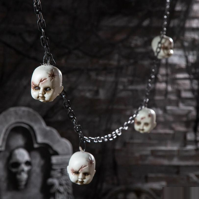 5 Ft. 2" Mutilated Doll Head Garland Halloween Decoration