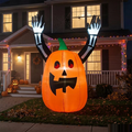 Inflatable Light-Up Pumpkin with Skeleton Arms Halloween Outdoor Decoration - 7 ft