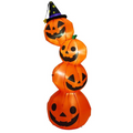 Inflatable Light-Up Stacked Jack-O'-Lanterns with Hat Halloween Outdoor Decoration - 7 ft